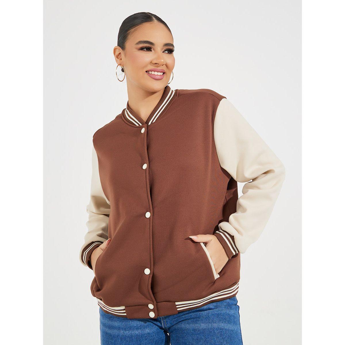 جاكيت بومبر بنمط كتل الالوان مع أزرار كبس-women-winterwear-coatsandjackets-jackets-image-3