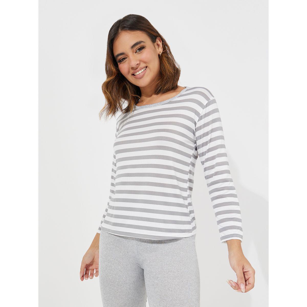 Styli Striped Long Sleeves T-Shirt & Pyjama Set-women-clothing-nightwear-pyjamas-longsets-image-2