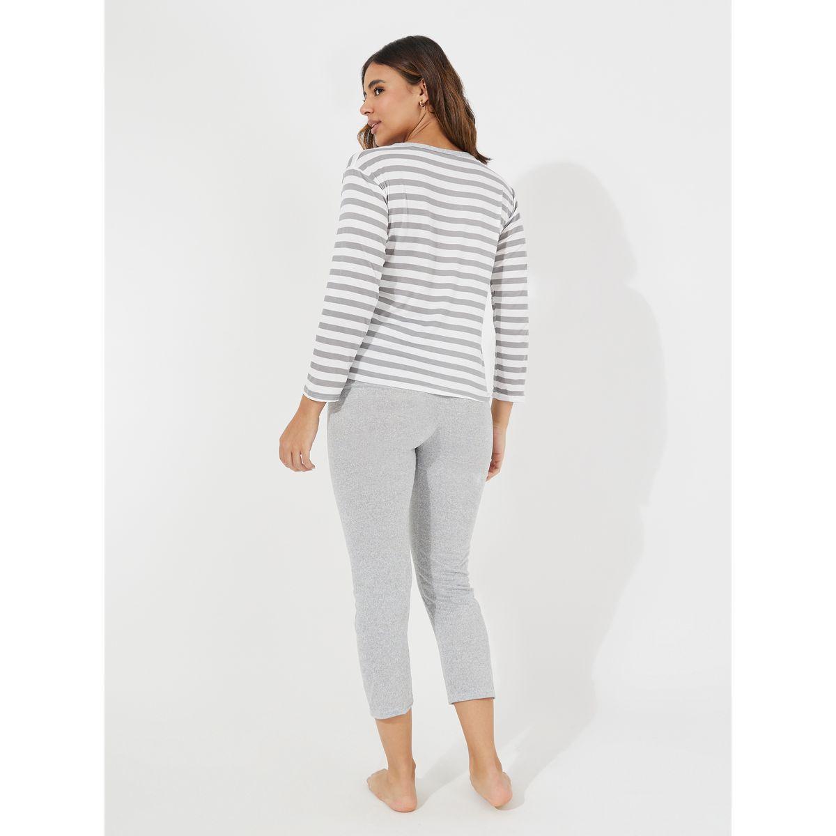Styli Striped Long Sleeves T-Shirt & Pyjama Set-women-clothing-nightwear-pyjamas-longsets-image-4