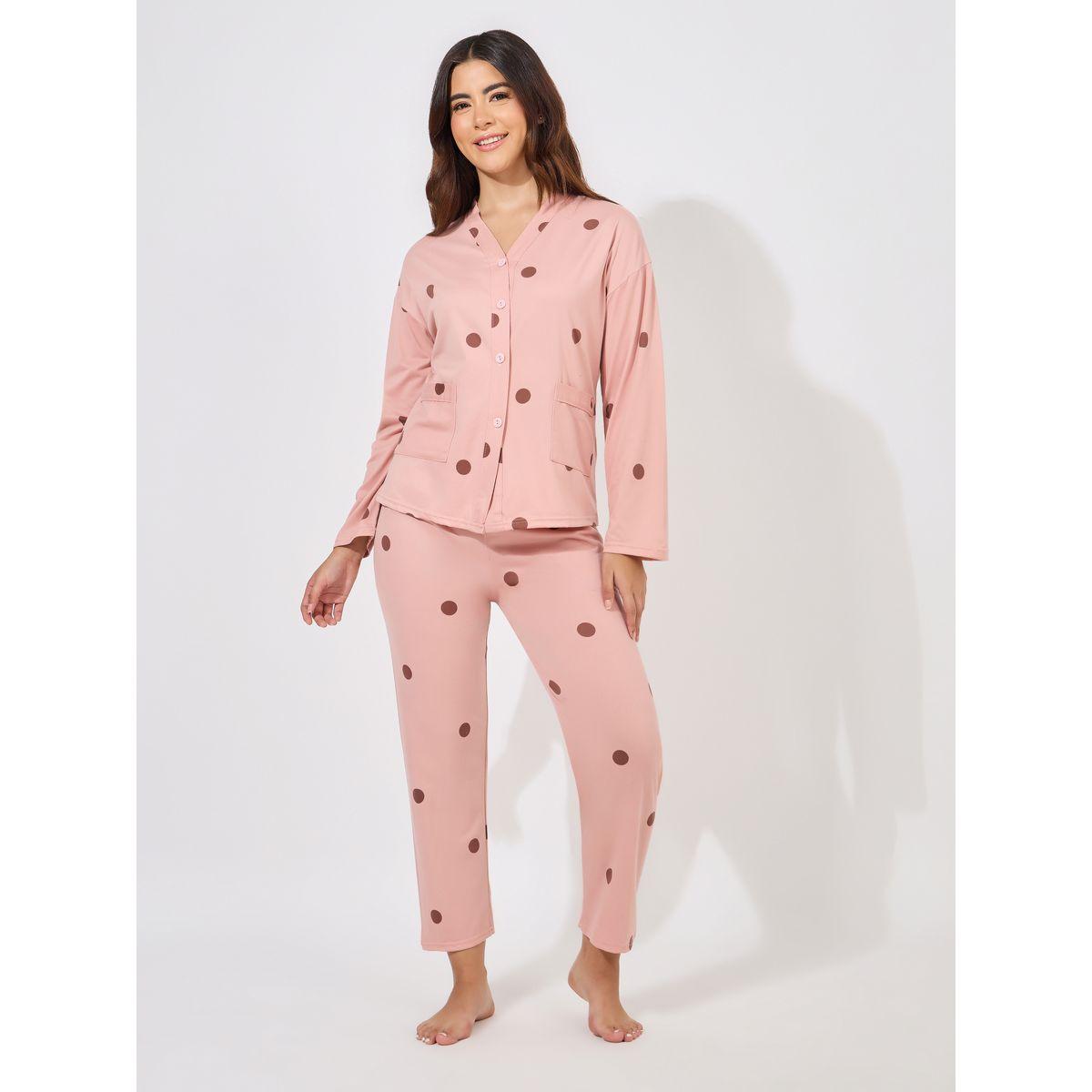 Styli Polka Dot Print Long Sleeve Shirt & Pyjama Set-women-clothing-nightwear-pyjamas-longsets-image-2