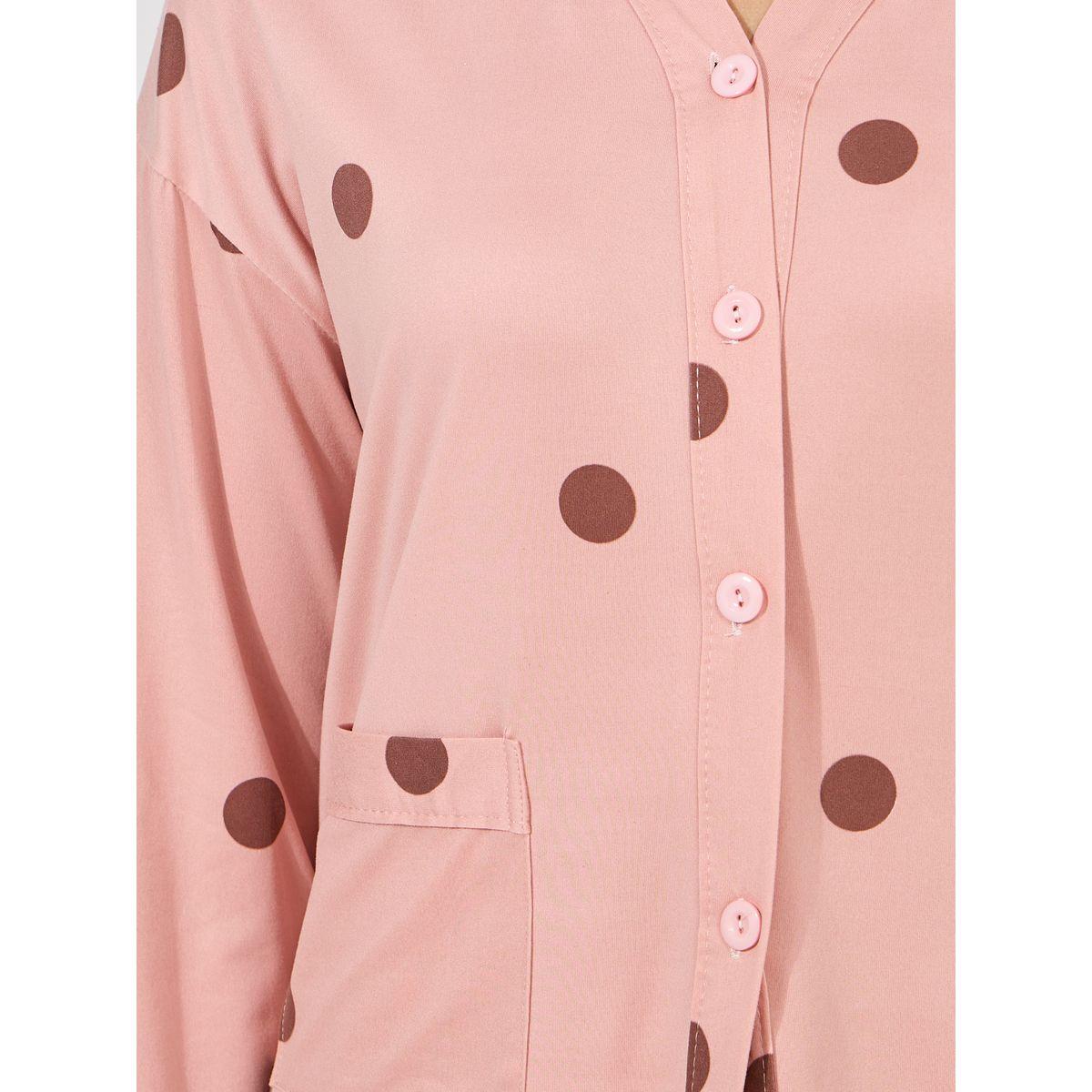 Styli Polka Dot Print Long Sleeve Shirt & Pyjama Set-women-clothing-nightwear-pyjamas-longsets-image-4