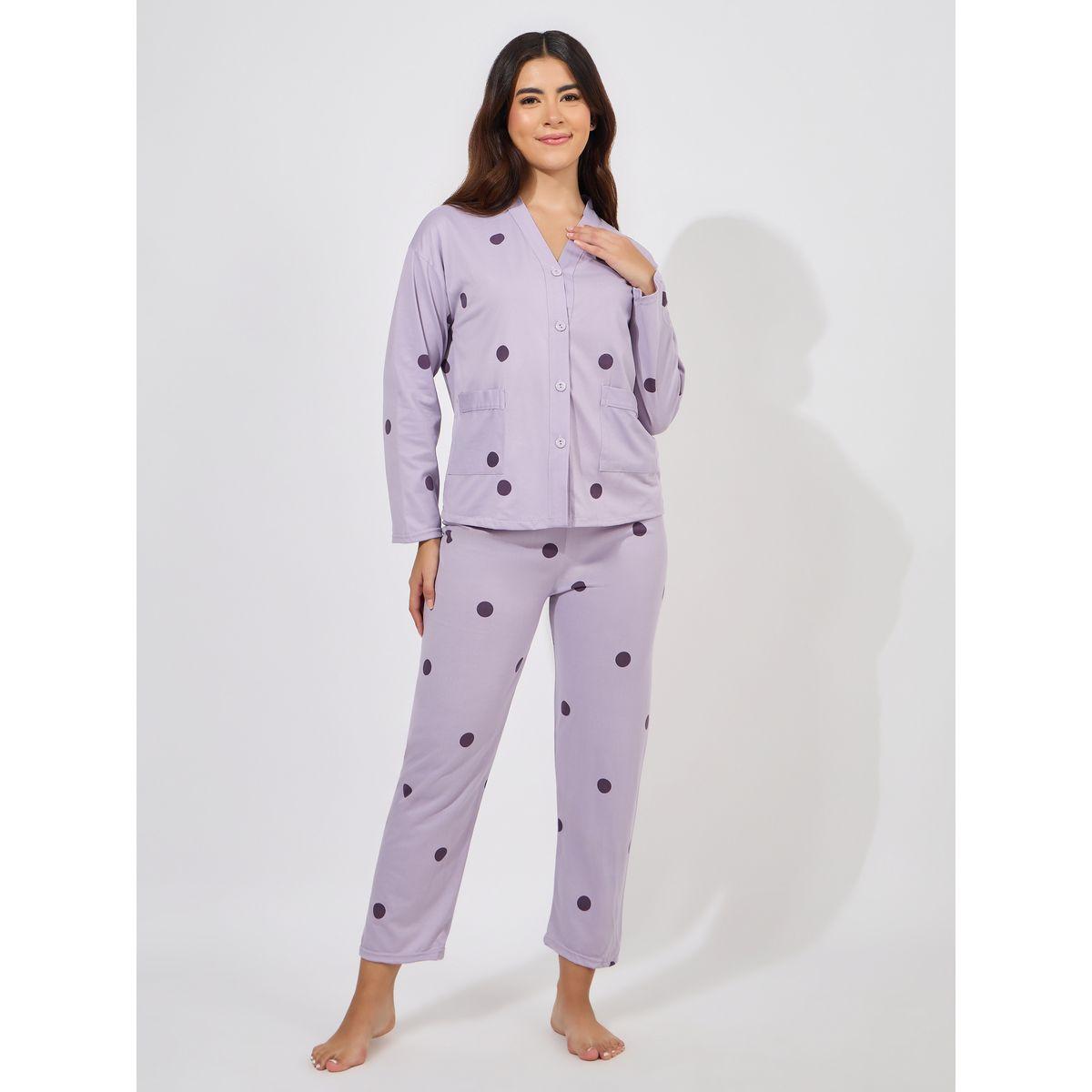 Styli Polka Dot Print Long Sleeve Shirt & Pyjama Set-women-clothing-nightwear-pyjamas-longsets-image-1