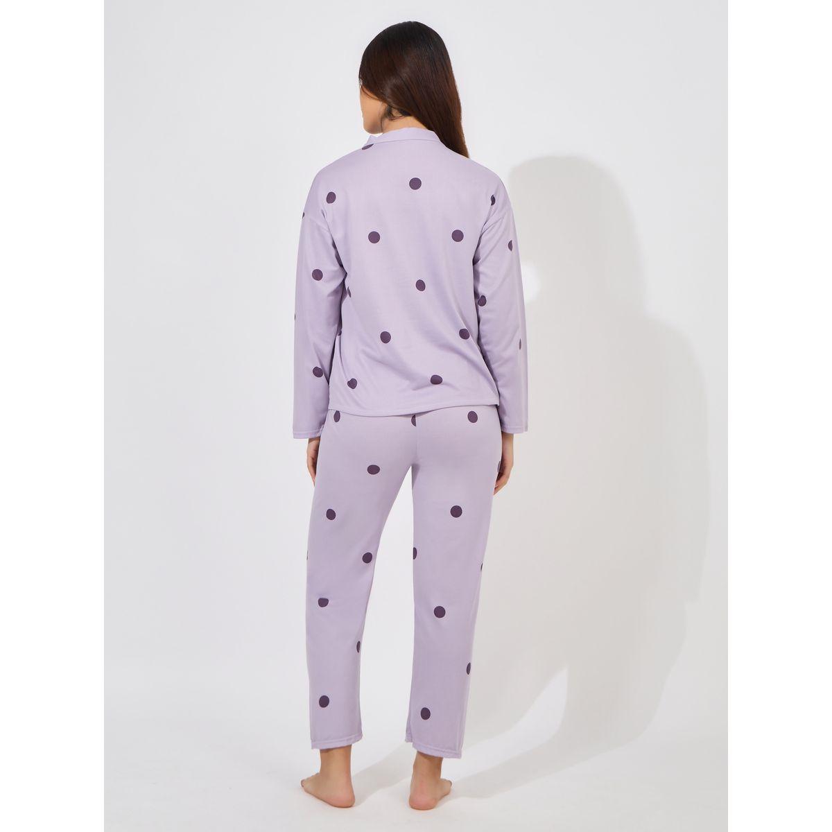 Styli Polka Dot Print Long Sleeve Shirt & Pyjama Set-women-clothing-nightwear-pyjamas-longsets-image-4