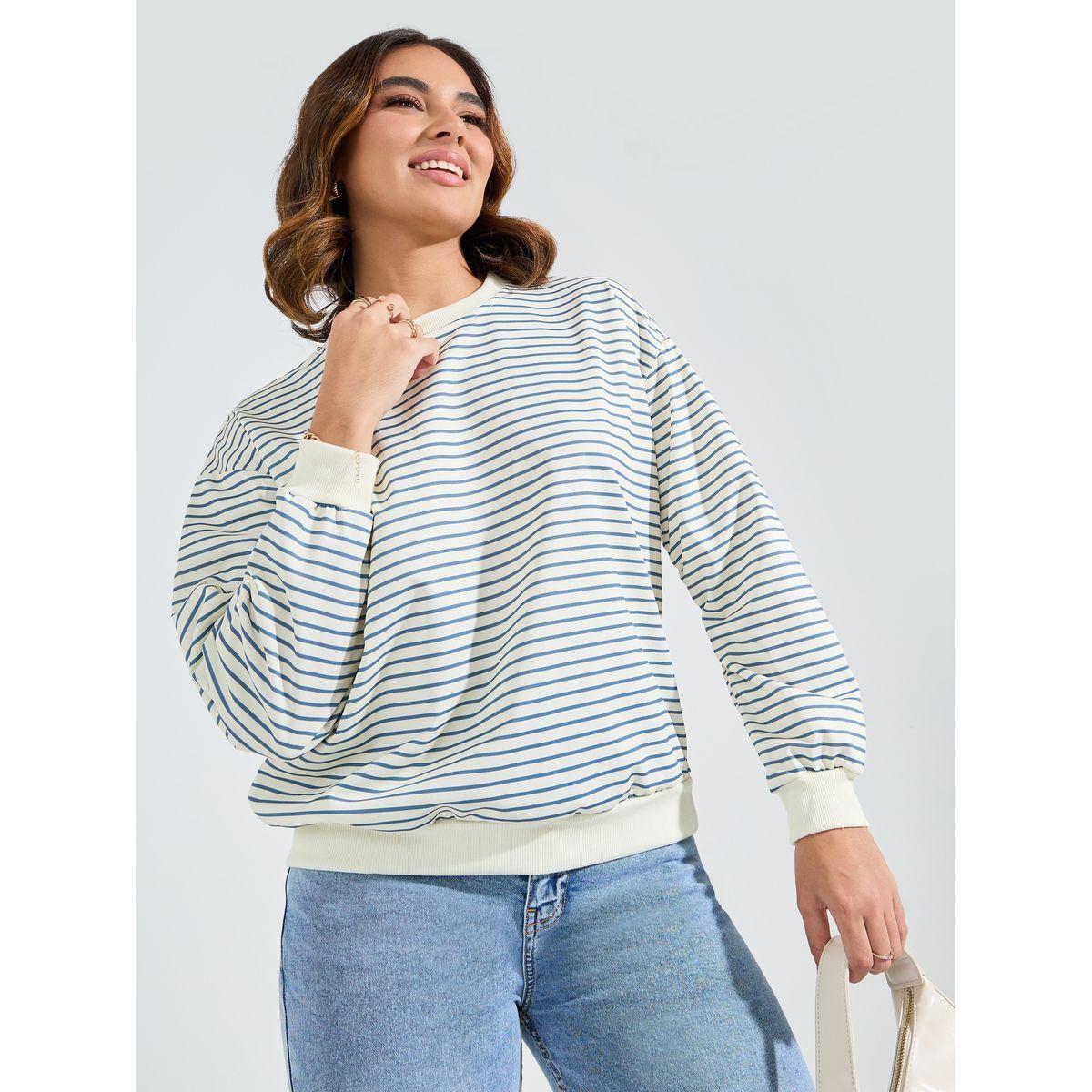 Styli Stripe Detail Oversized Sweatshirt-women-winterwear-hoodiesandsweatshirts-sweatshirts-image-1