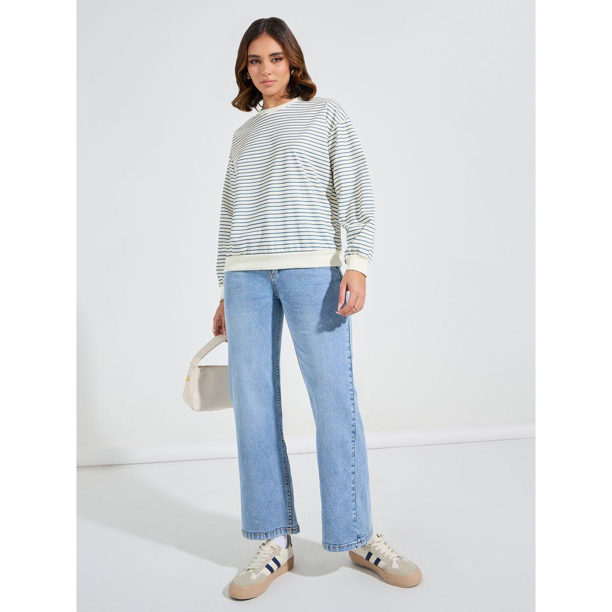 Styli Stripe Detail Oversized Sweatshirt-women-winterwear-hoodiesandsweatshirts-sweatshirts-image-2