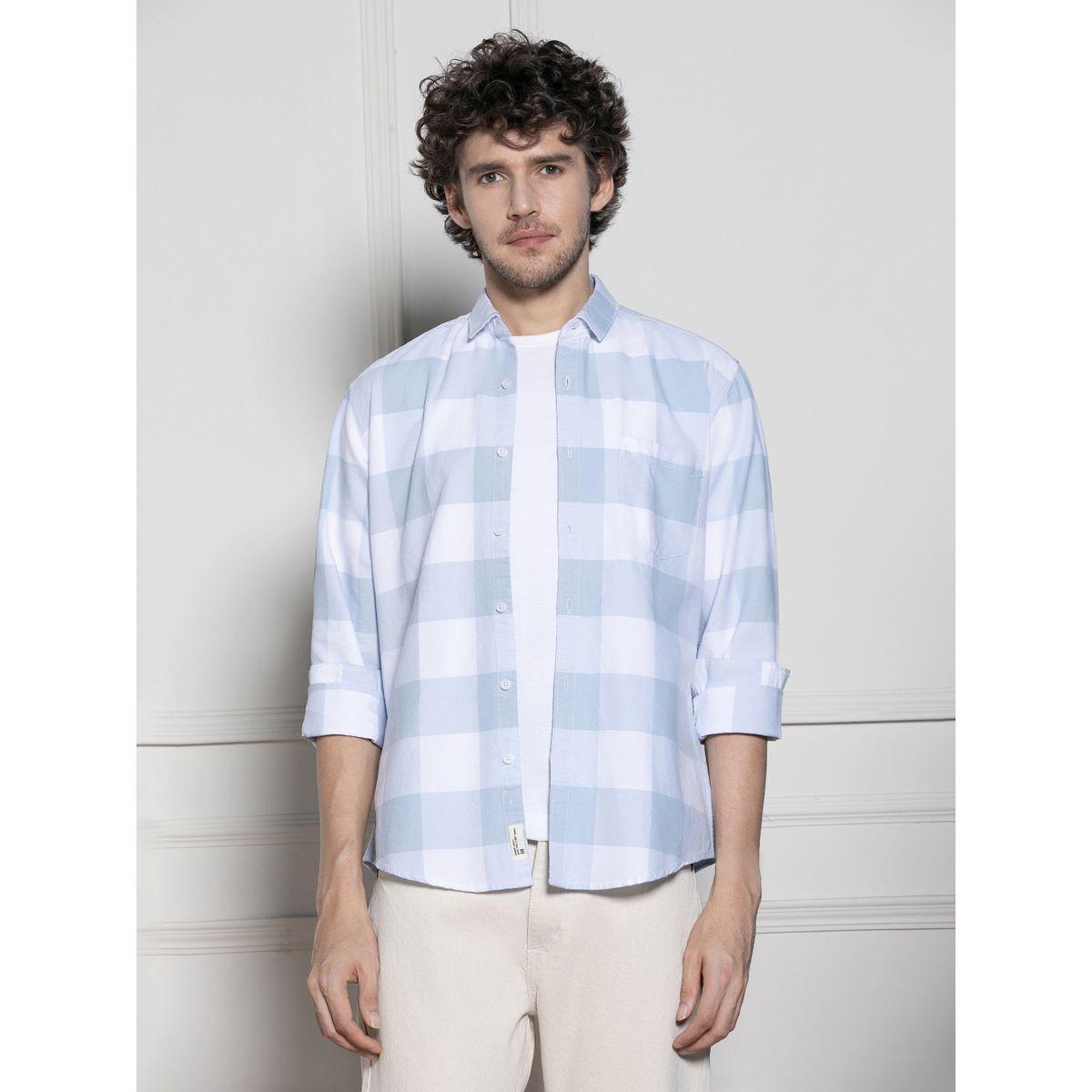 قميص بطبعة مربعات وياقة سبريد دينيس لينجو × ستايلي-men-clothing-shirts-image-1