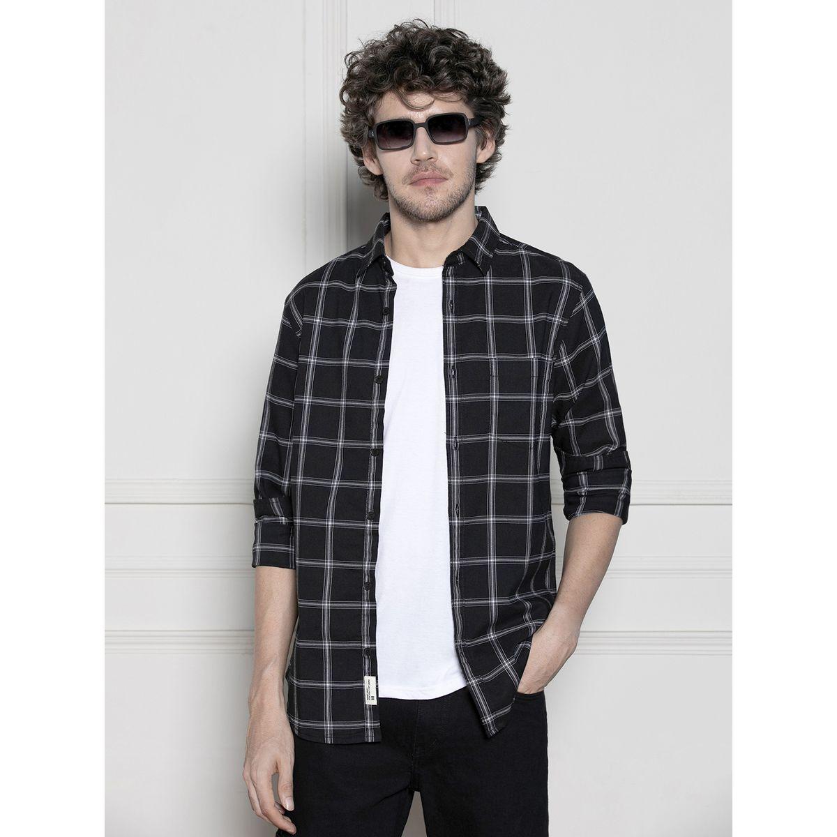 قميص كاجوال مطبع بمربعات مع اكمام طويلة دينيس لينجو × ستايلي-men-clothing-shirts-image-1