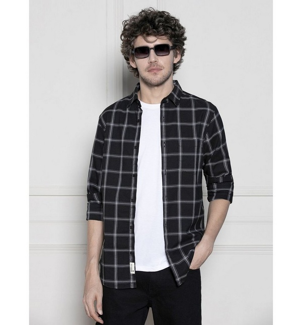 Shop Dennis Lingo X Styli Windowpane Checked Casual Shirt Online