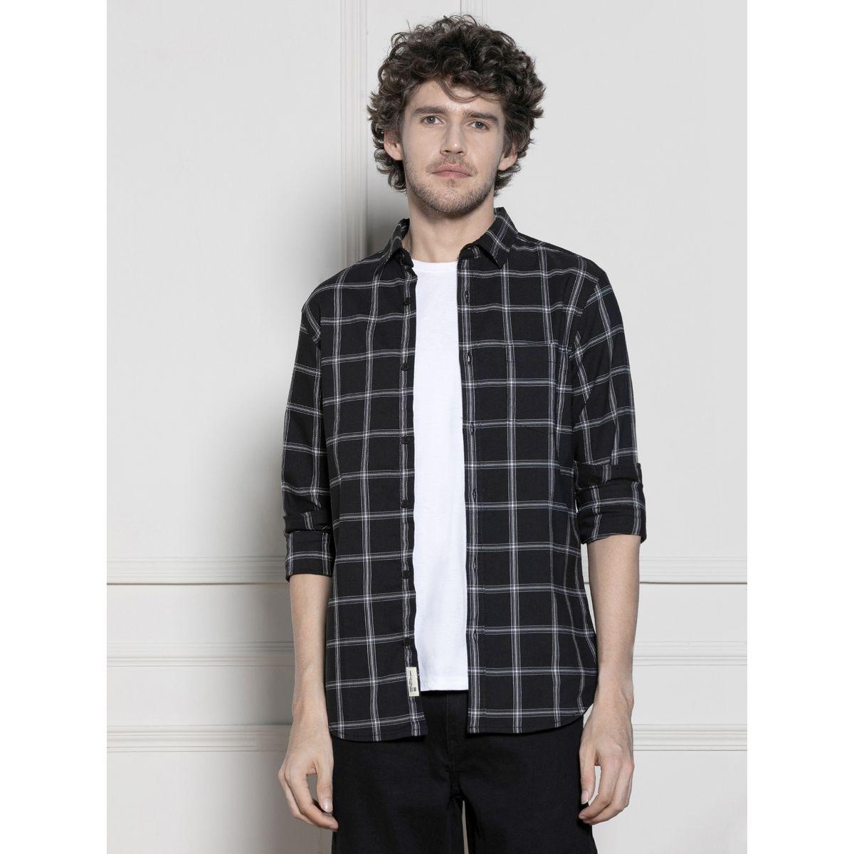 قميص كاجوال مطبع بمربعات مع اكمام طويلة دينيس لينجو × ستايلي-men-clothing-shirts-image-2