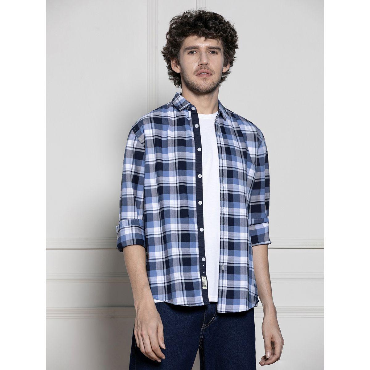 قميص كاجوال بنمط مربعات وياقة رفيعة دينيس لينجو × ستايلي-men-clothing-shirts-image-2