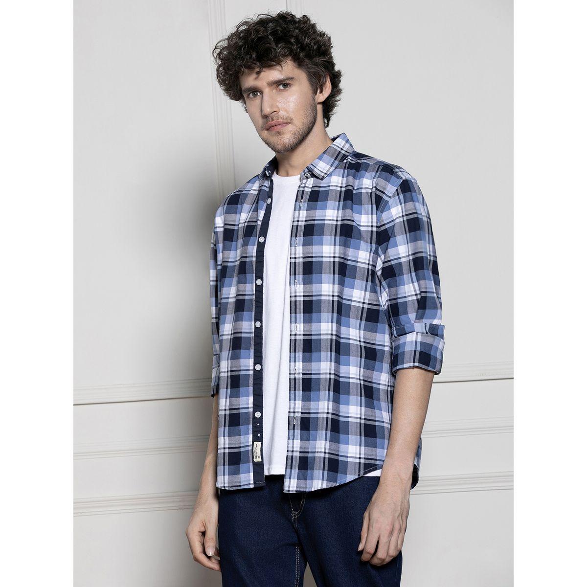 قميص كاجوال بنمط مربعات وياقة رفيعة دينيس لينجو × ستايلي-men-clothing-shirts-image-3
