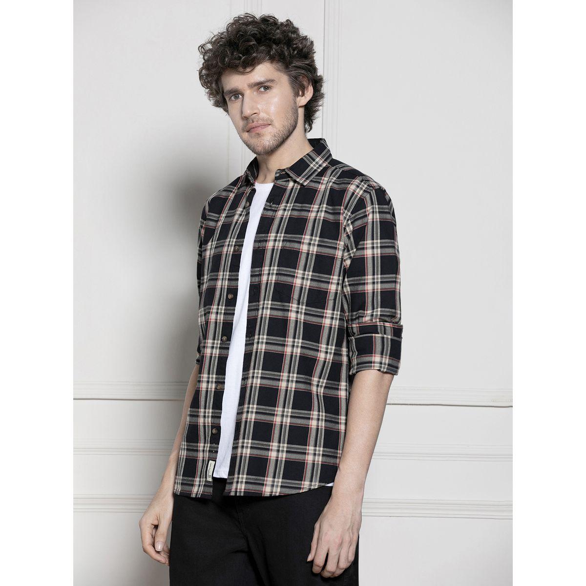 قميص قطن كاجوال بطبعة مربعات دينيس لينجو × ستايلي-men-clothing-shirts-image-1