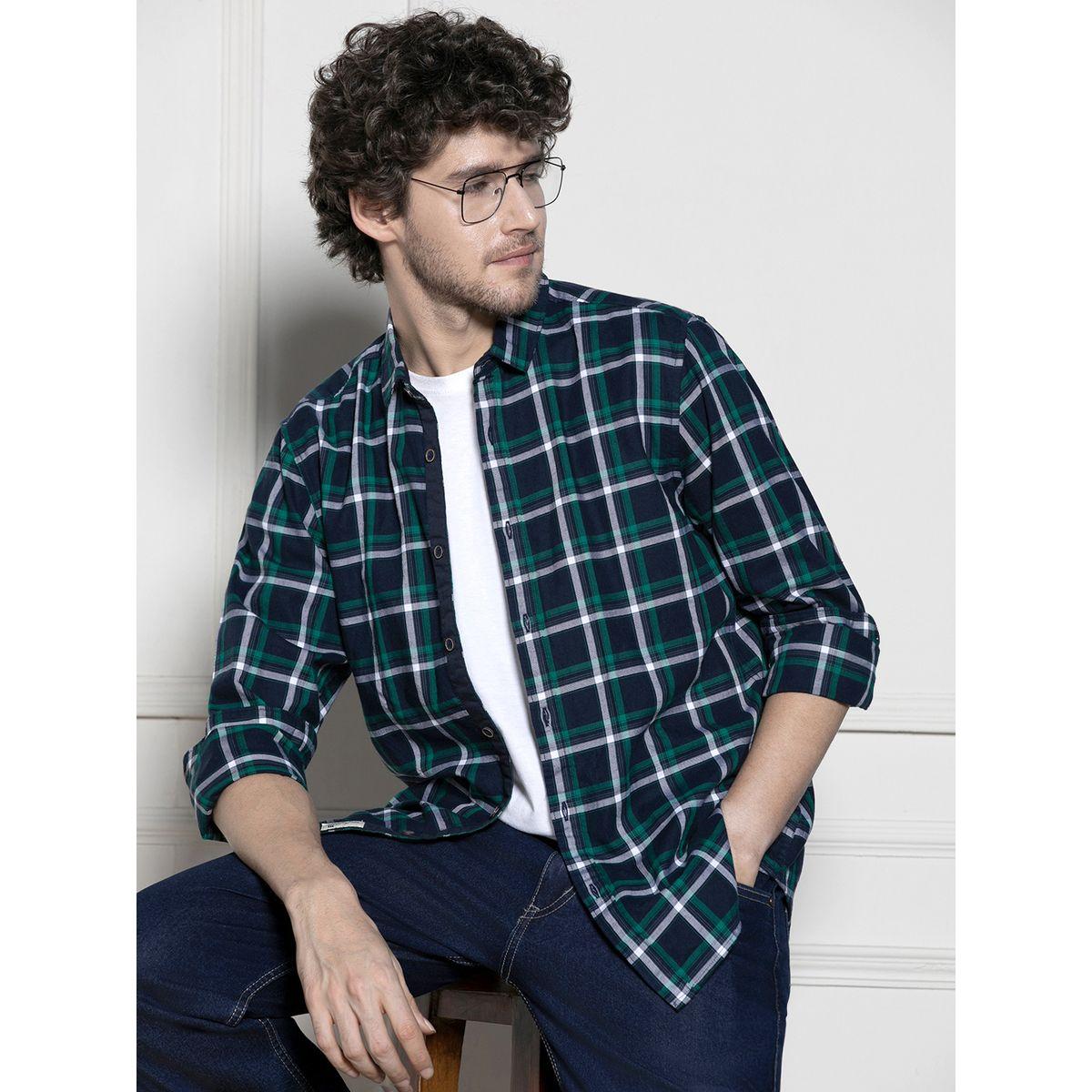 قميص كاجوال مطبع بنمط مربعات دينيس لينجو × ستايلي-men-clothing-shirts-image-1