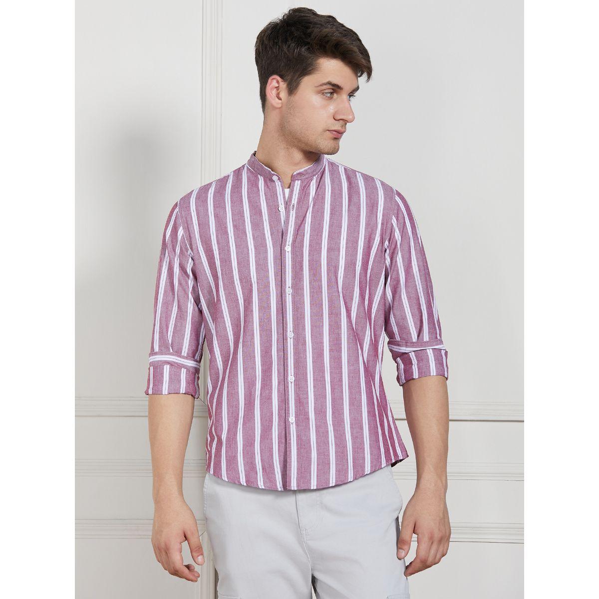 Dennis Lingo X Styli  Striped Mandarin Collar Casual Shirt-men-clothing-shirts-image-2
