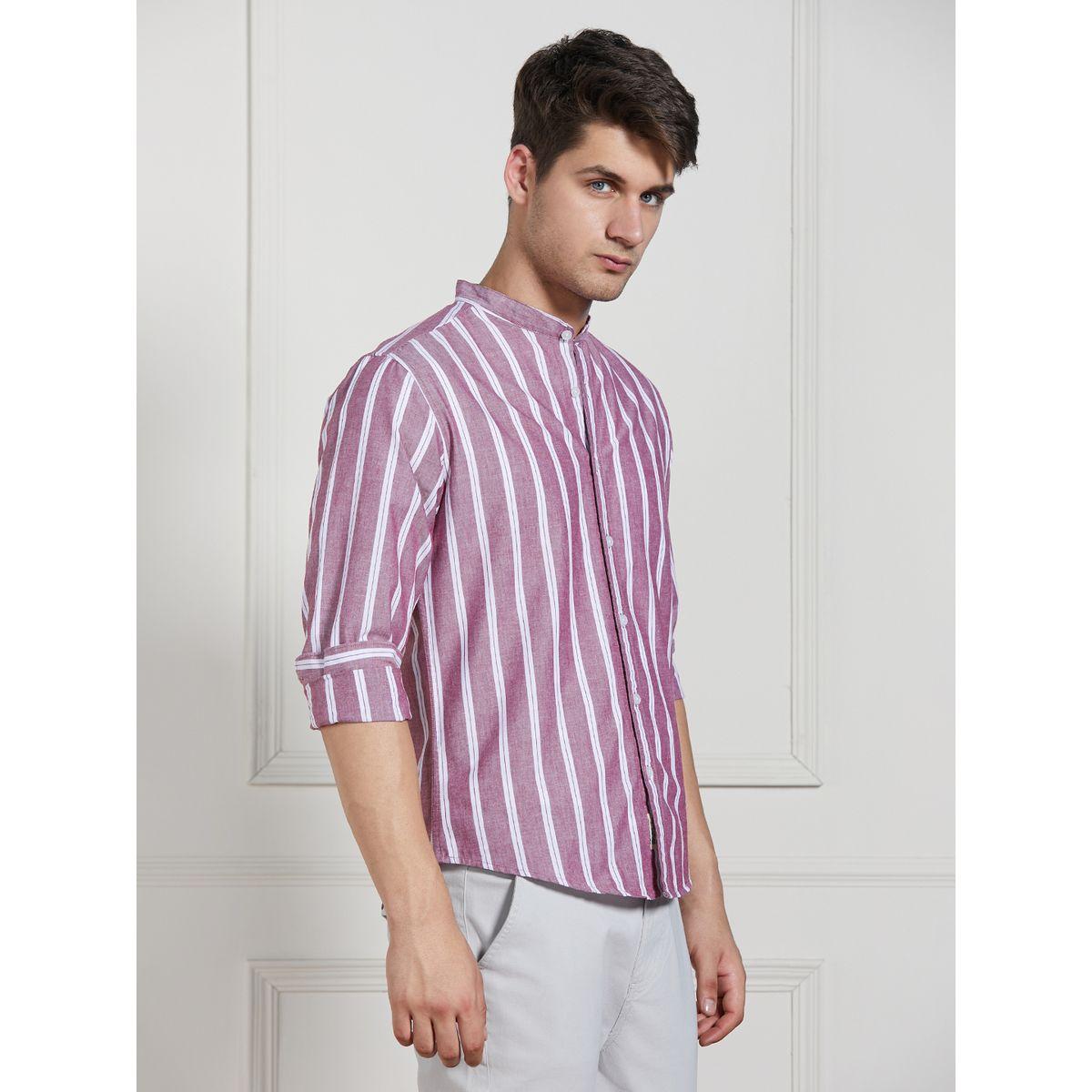 Dennis Lingo X Styli  Striped Mandarin Collar Casual Shirt-men-clothing-shirts-image-3