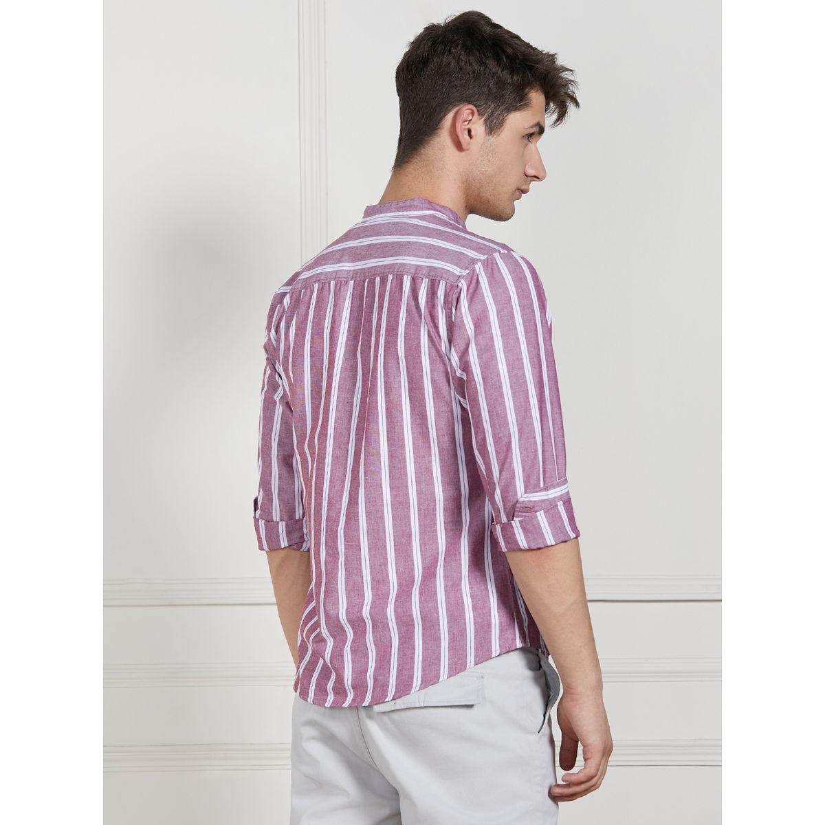 Dennis Lingo X Styli  Striped Mandarin Collar Casual Shirt-men-clothing-shirts-image-4
