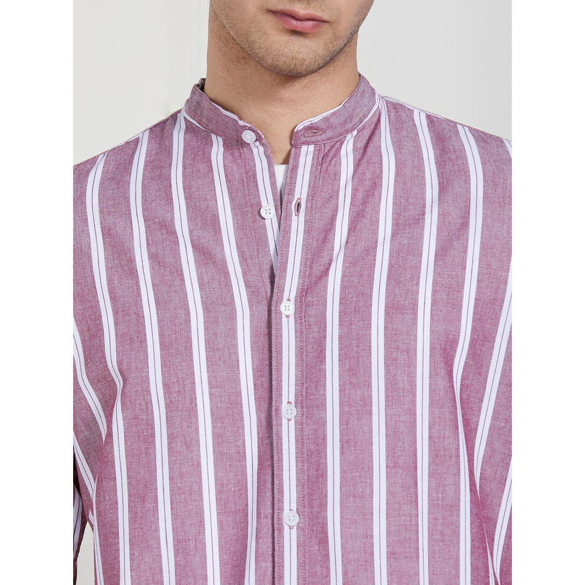 Dennis Lingo X Styli  Striped Mandarin Collar Casual Shirt-men-clothing-shirts-image-5