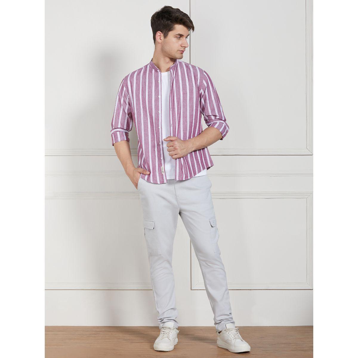 Dennis Lingo X Styli  Striped Mandarin Collar Casual Shirt-men-clothing-shirts-image-6