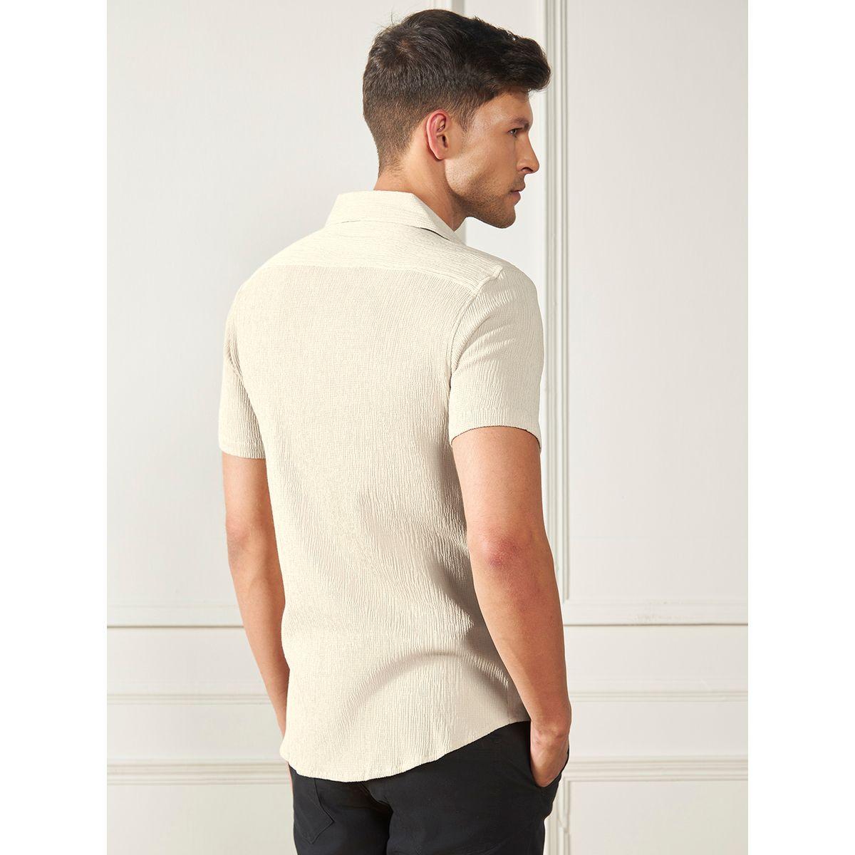 قميص بياقة كوبان وتفاصيل بارزة الملمس دينيس لينجو × ستايلي-men-clothing-shirts-image-2