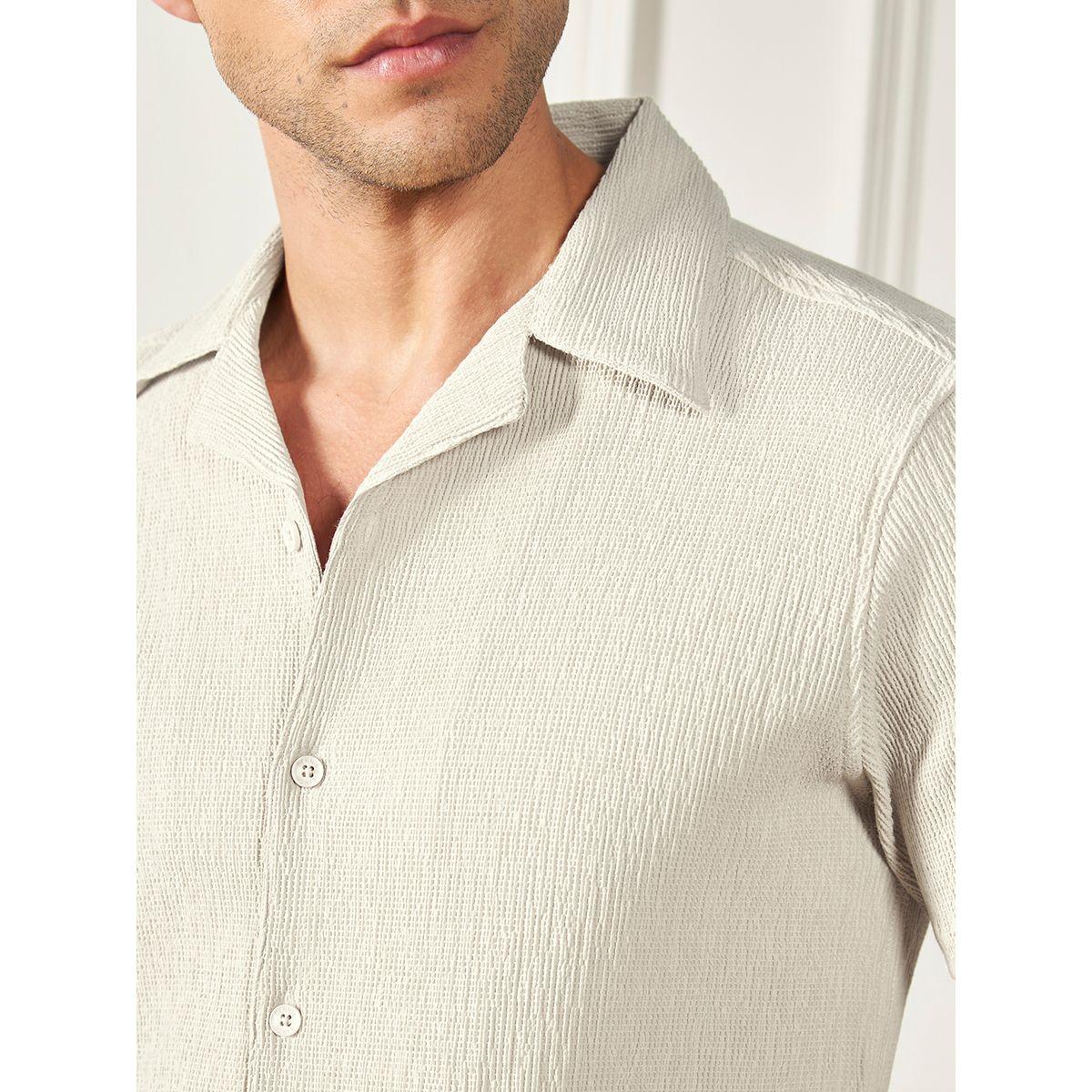 قميص بياقة كوبان وتفاصيل بارزة الملمس دينيس لينجو × ستايلي-men-clothing-shirts-image-3