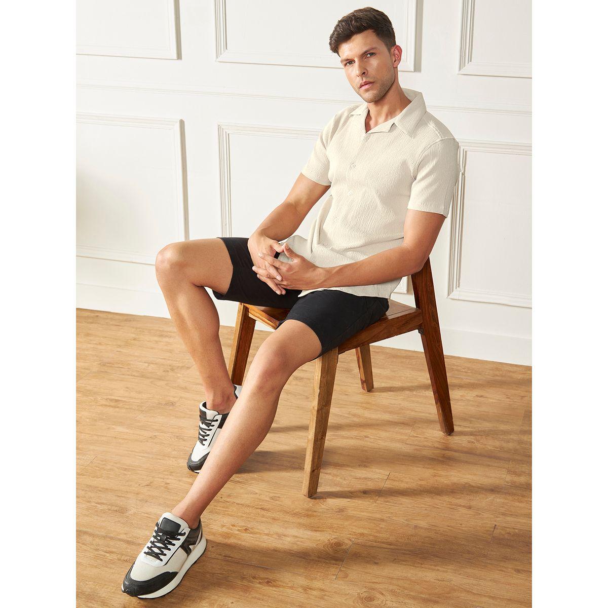 قميص بياقة كوبان وتفاصيل بارزة الملمس دينيس لينجو × ستايلي-men-clothing-shirts-image-4