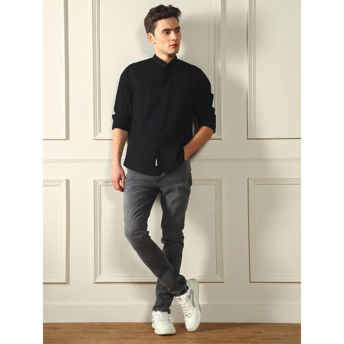 قميص كاجوال بياقة ماندارين وقصة عادية دينيس لينجو × ستايلي-men-clothing-shirts-image-4