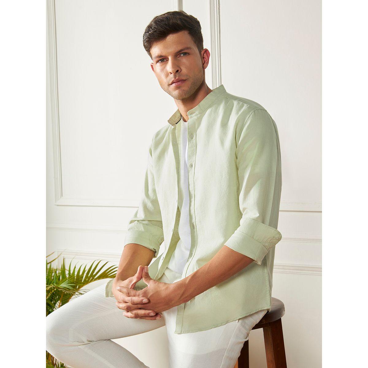 Dennis Lingo X Styli  Mandarin Collar Regular Fit Casual Shirt-men-clothing-shirts-image-1