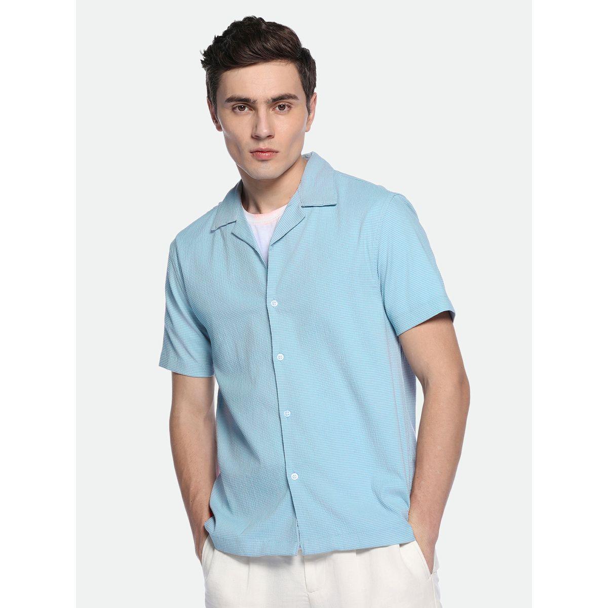 قميص كاجوال بتفاصيل بارزة الملمس مع ازرار دينيس لينجو × ستايلي-men-clothing-shirts-image-2