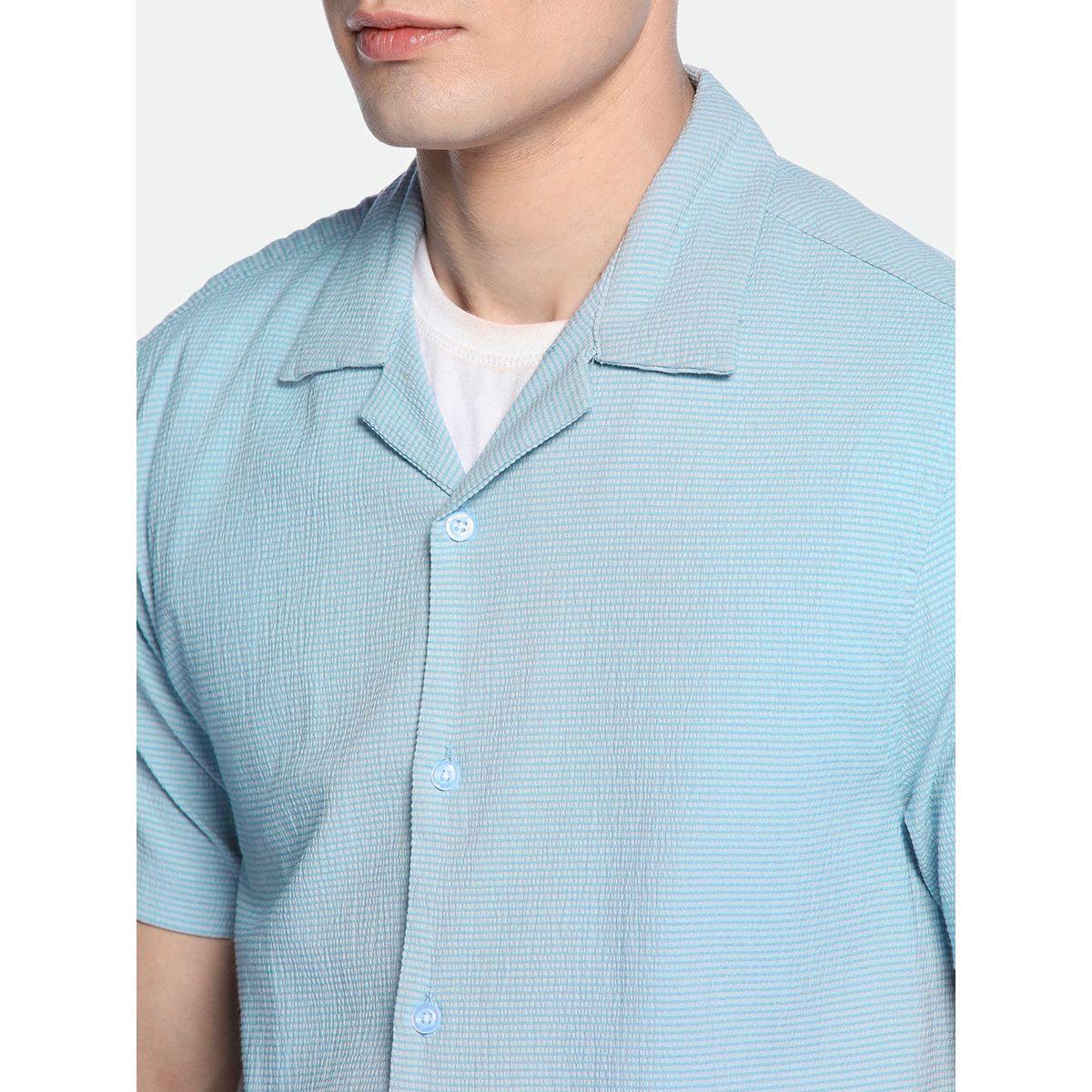 قميص كاجوال بتفاصيل بارزة الملمس مع ازرار دينيس لينجو × ستايلي-men-clothing-shirts-image-5