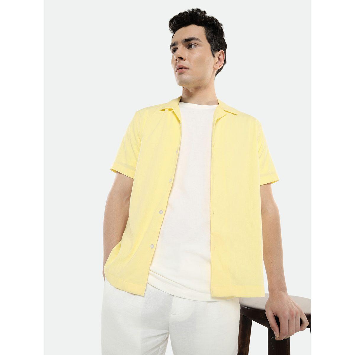 قميص كاجوال بتفاصيل بارزة الملمس مع ازرار دينيس لينجو × ستايلي-men-clothing-shirts-image-1