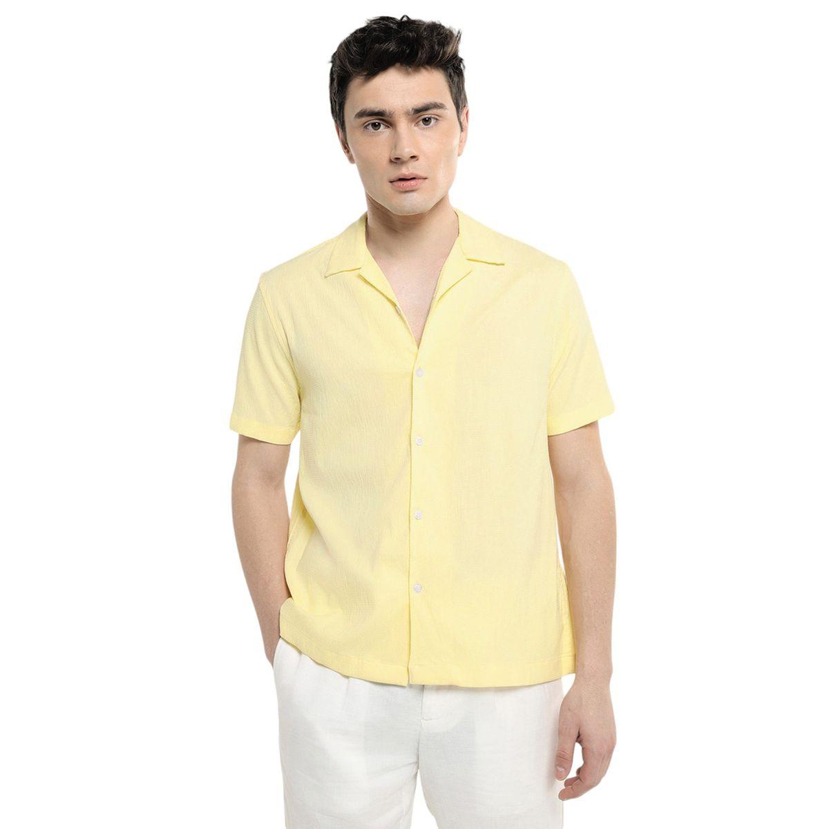 قميص كاجوال بتفاصيل بارزة الملمس مع ازرار دينيس لينجو × ستايلي-men-clothing-shirts-image-2