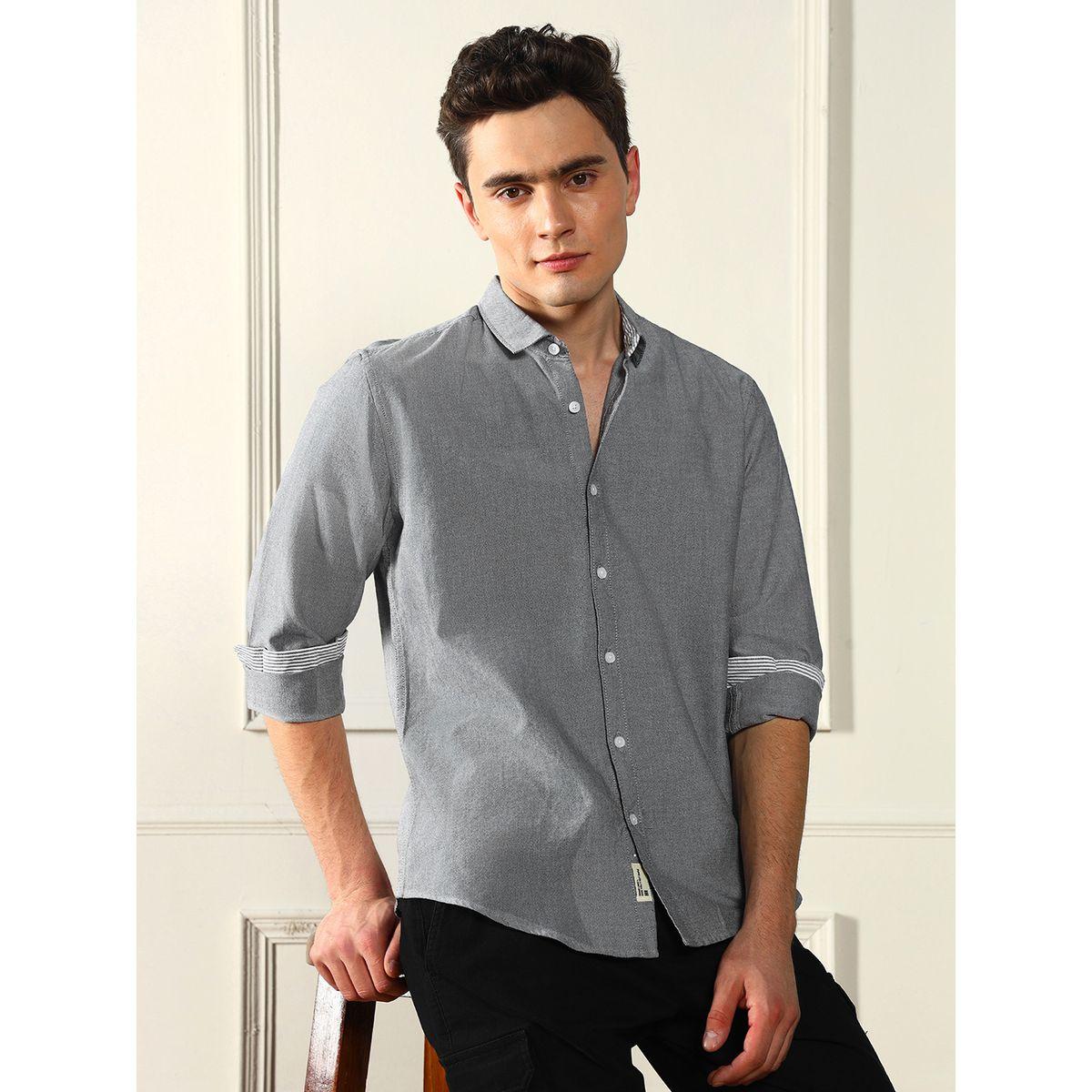 قميص بقصة عادية وياقة رفيعة دينيس لينجو × ستايلي-men-clothing-shirts-image-1