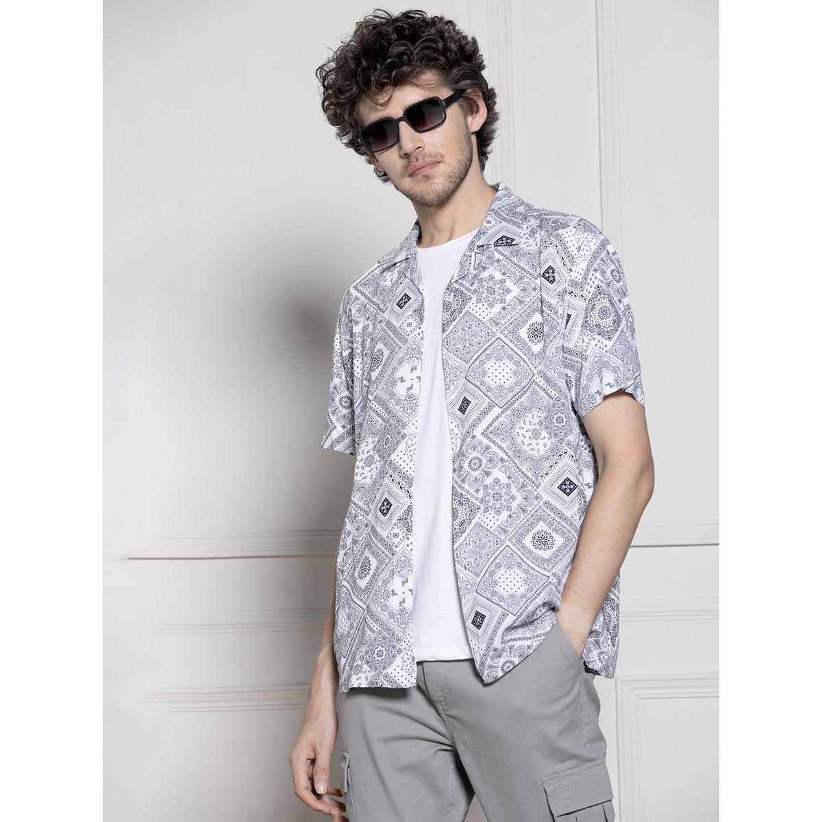 قميص كاجوال مطبع بطبعة باندانا مع ازرار دينيس لينجو × ستايلي-men-clothing-shirts-image-1