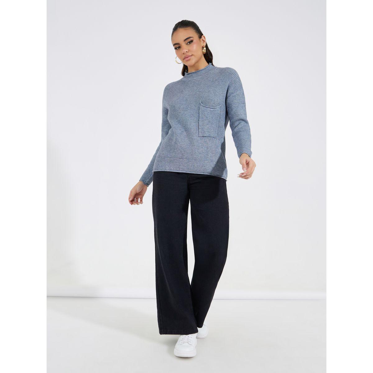 سويتر سادة بياقة عالية مع جيب-women-clothing-cardigansandjumpers-jumpers-image-2
