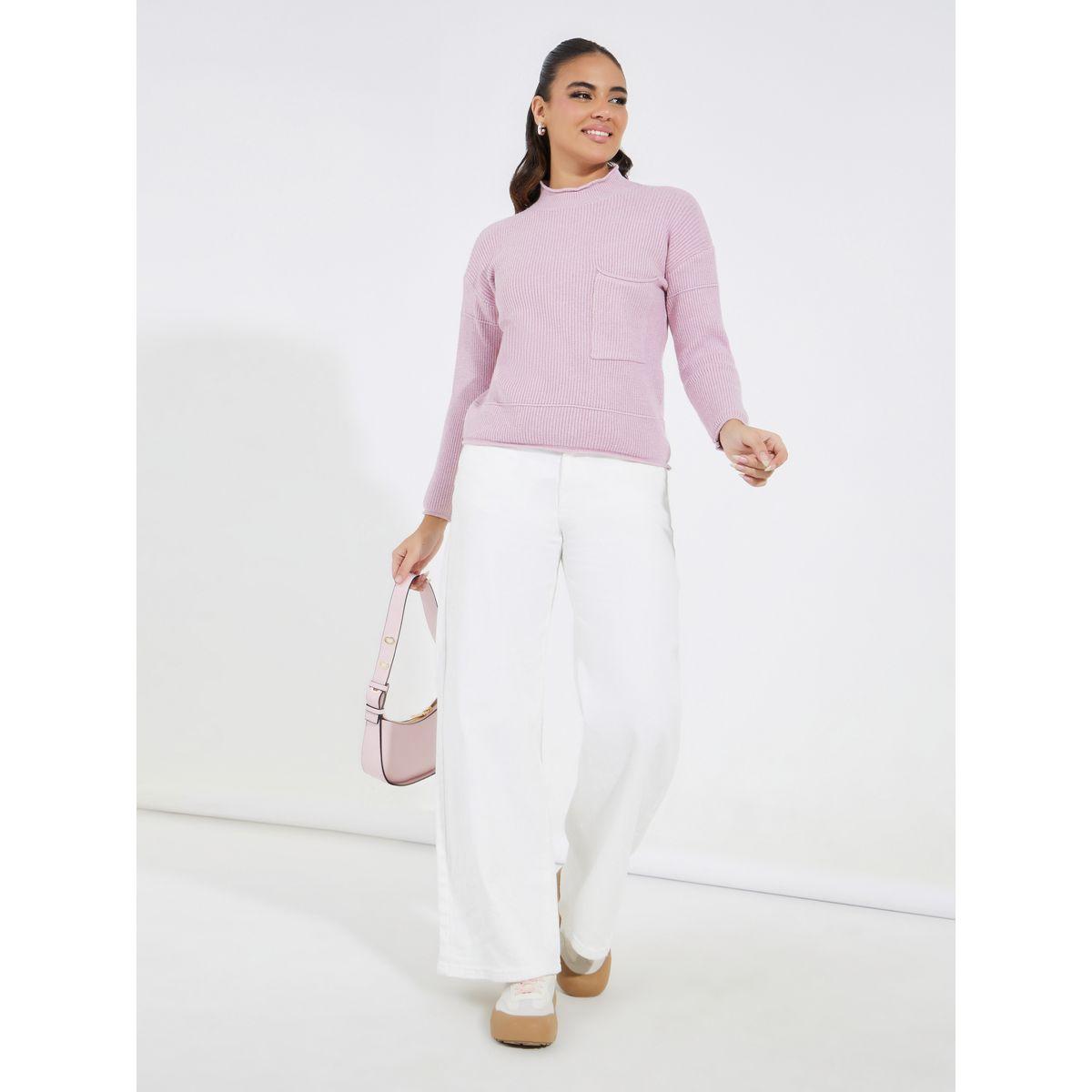 سويتر سادة بياقة عالية مع جيب-women-clothing-cardigansandjumpers-jumpers-image-2