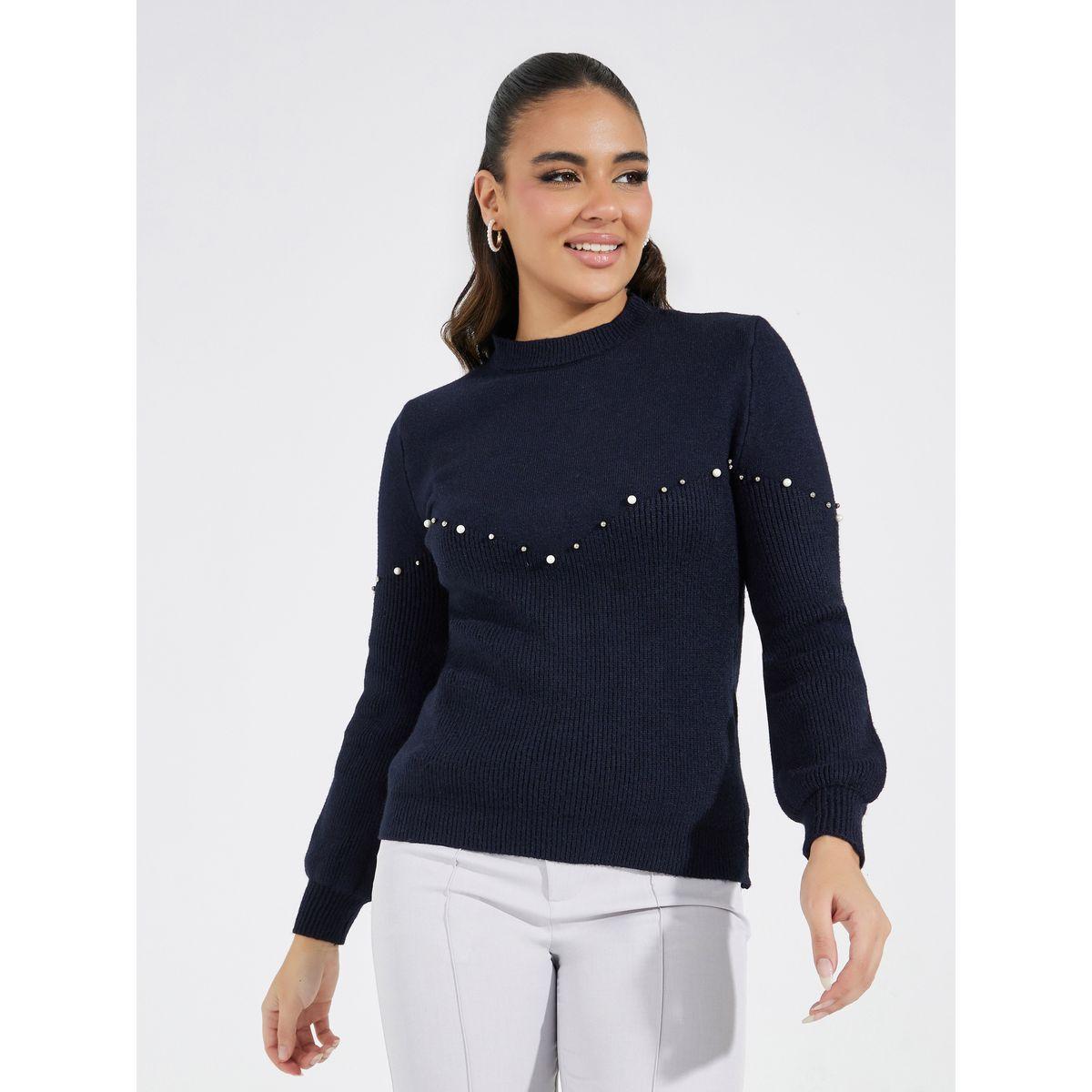 Styli Solid Pearl Detail High Neck Sweater-women-clothing-cardigansandjumpers-jumpers-image-1