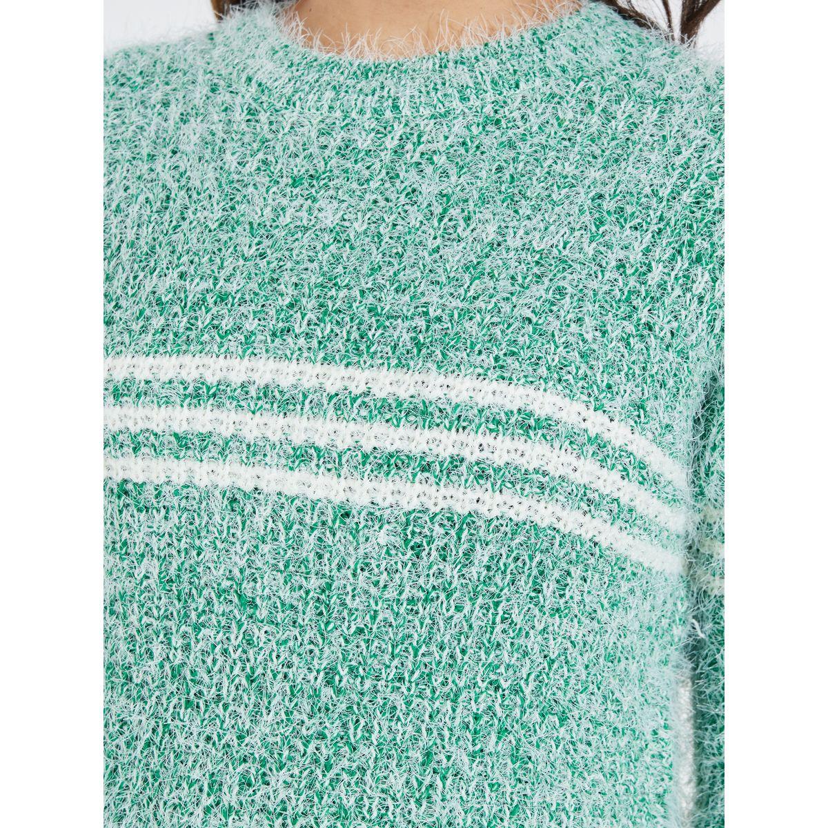 Styli Stripe Contrast Furry Sweater-women-clothing-cardigansandjumpers-jumpers-image-3