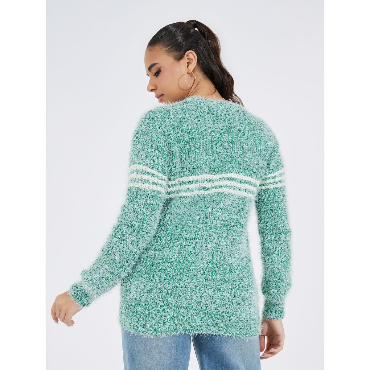Styli Stripe Contrast Furry Sweater-women-clothing-cardigansandjumpers-jumpers-image-4