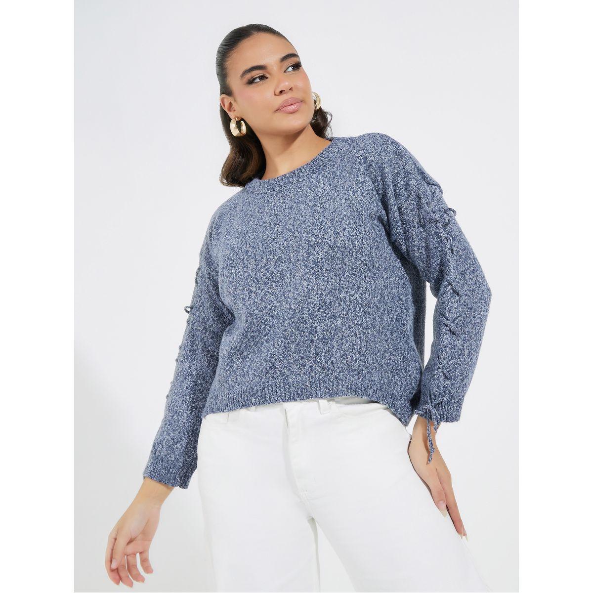 سويتر بياقة دائرية مع أكمام بأربطة-women-clothing-cardigansandjumpers-jumpers-image-1