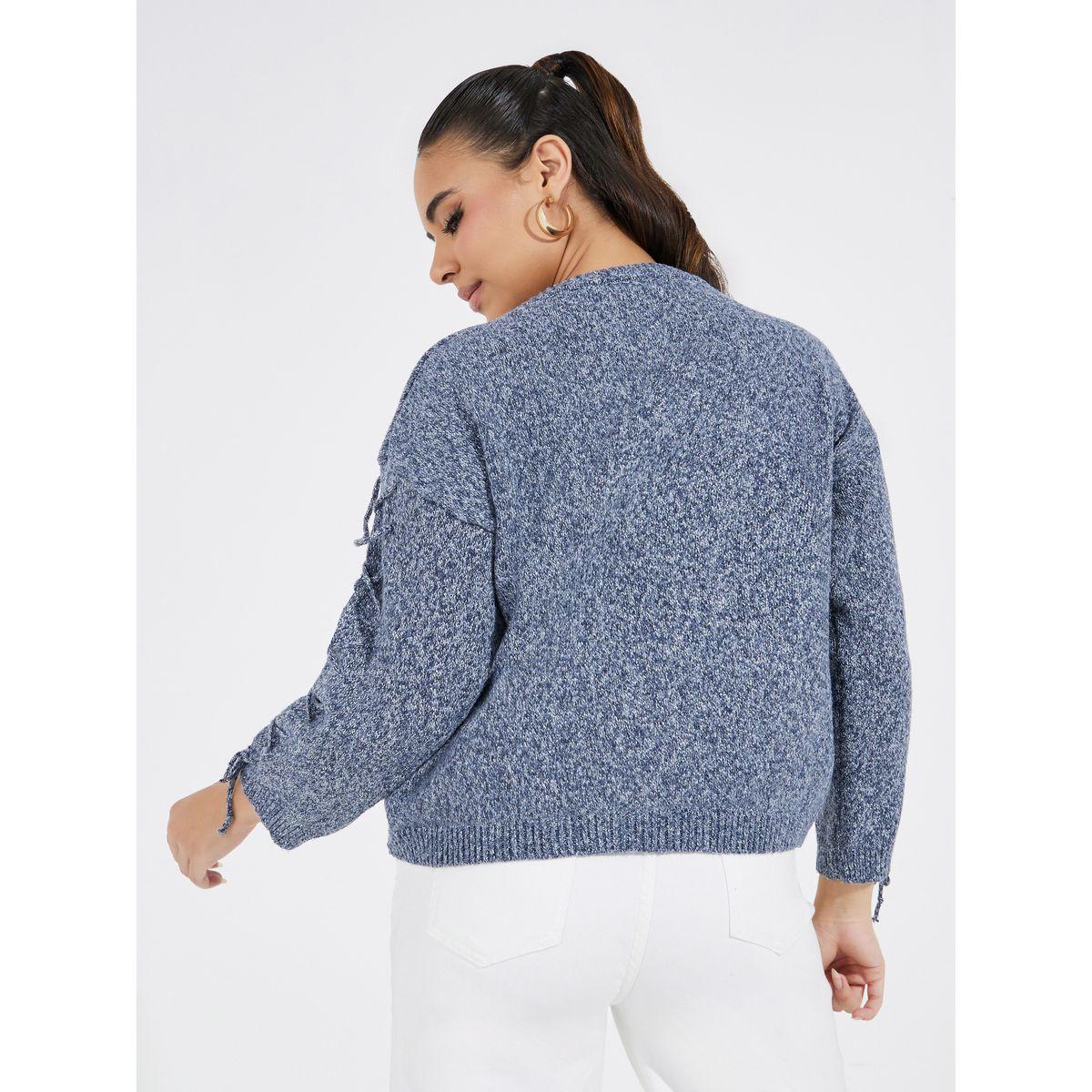 Styli Basic Round Neck Sweater with Sleeve Tie Detail-women-clothing-cardigansandjumpers-jumpers-image-4
