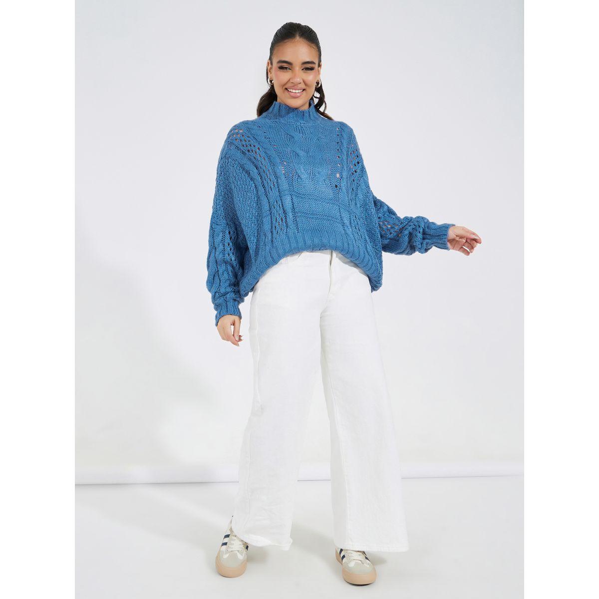 سويتر سادة بياقة عالية مع أكمام طويلة ممتدة-women-clothing-cardigansandjumpers-jumpers-image-3