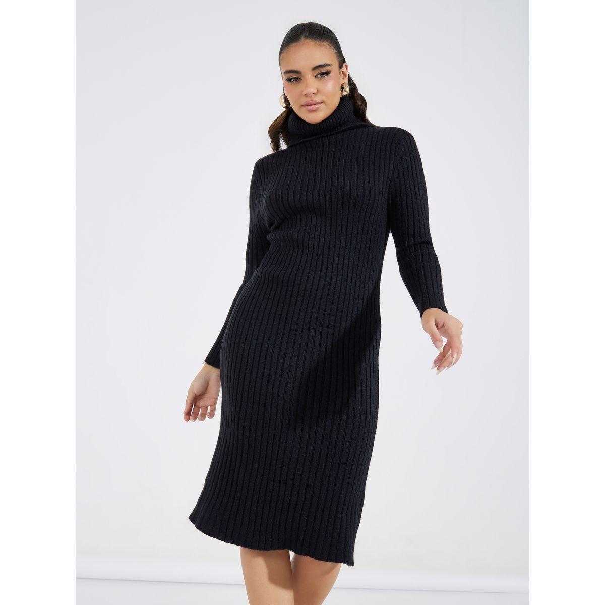 Styli Basic Turtle Neck Knee-Length Sweater Dress-women-clothing-dresses-image-2