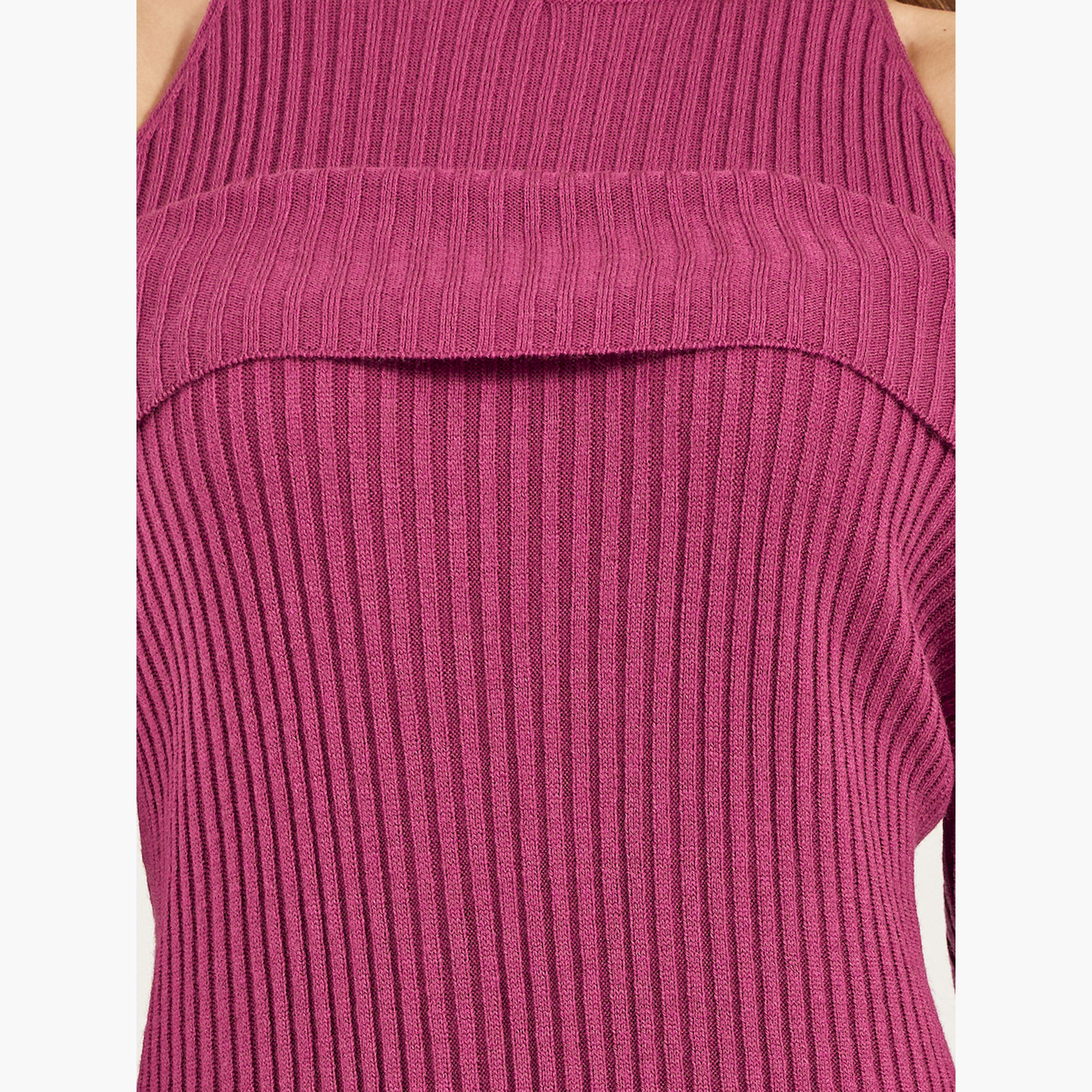 Styli Ribbed Cold Shoulder Sheath Midi Dress-women-clothing-dresses-image-4