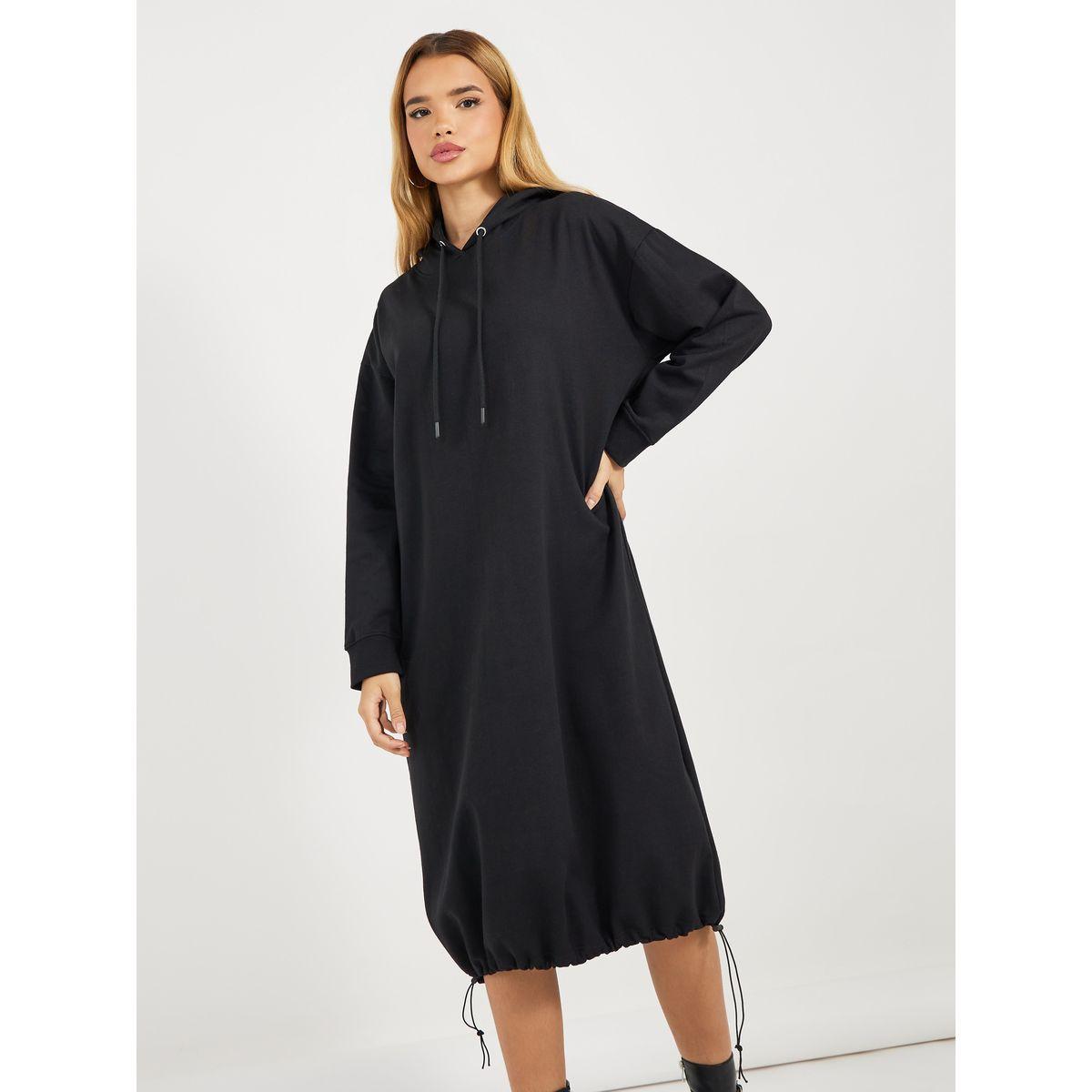 فستان ميدي فضفاض بياقة هودي-women-clothing-dresses-image-2