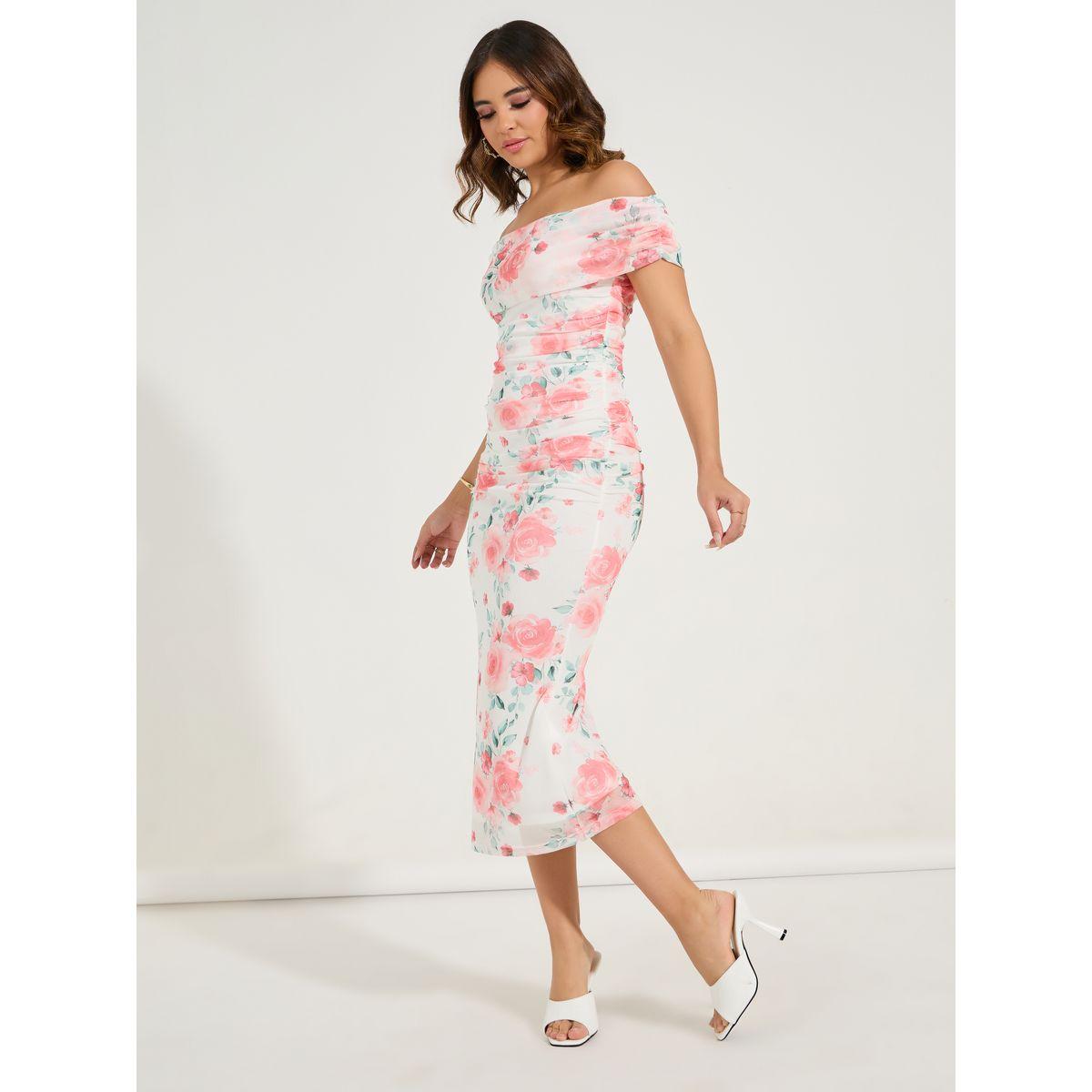 Styli Floral Print Off Shoulder Bodycon Midi Dress-women-clothing-dresses-image-4