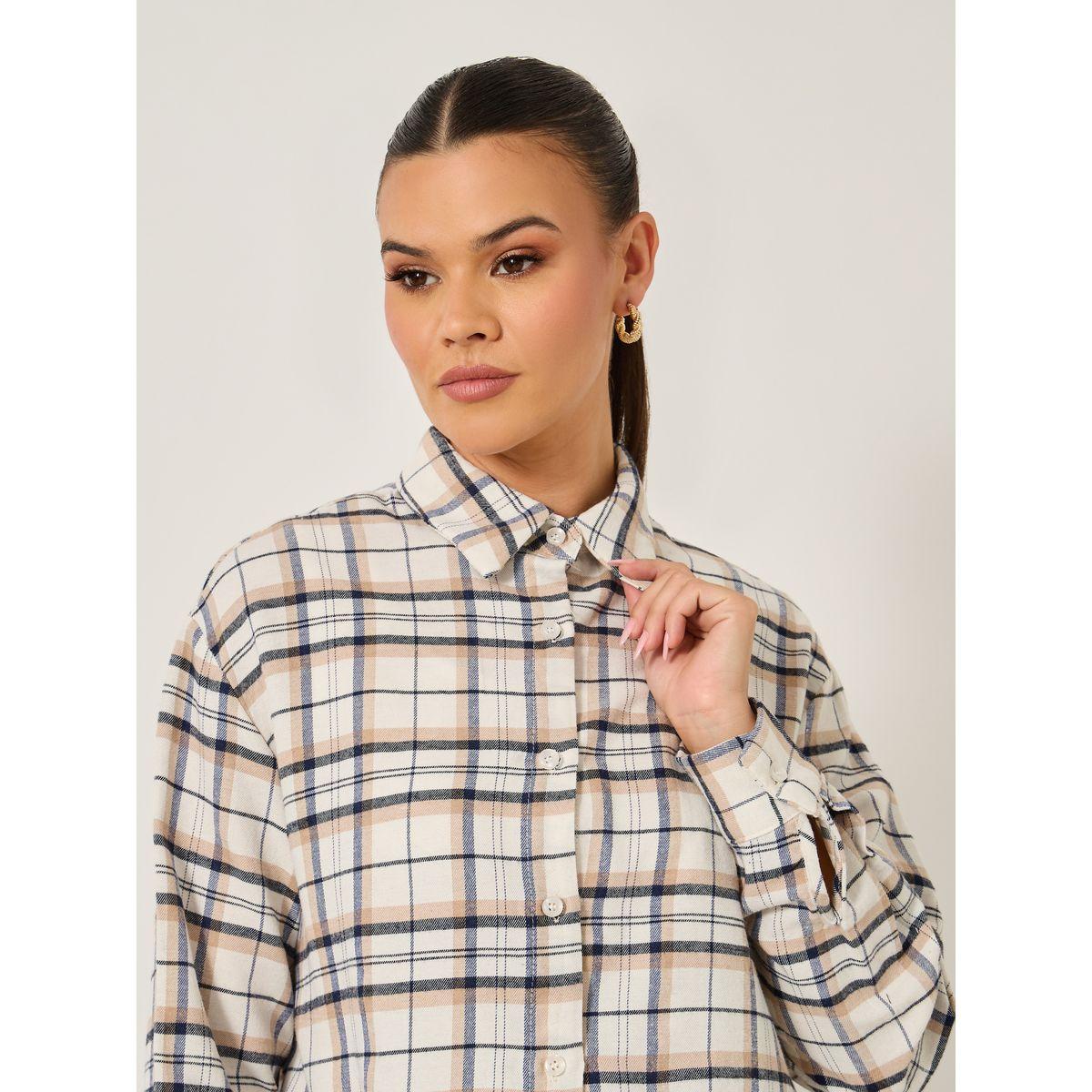 Styli Oversized Checked Collared Longline Shirt-women-clothing-shirtsandblouses-shirts-image-4