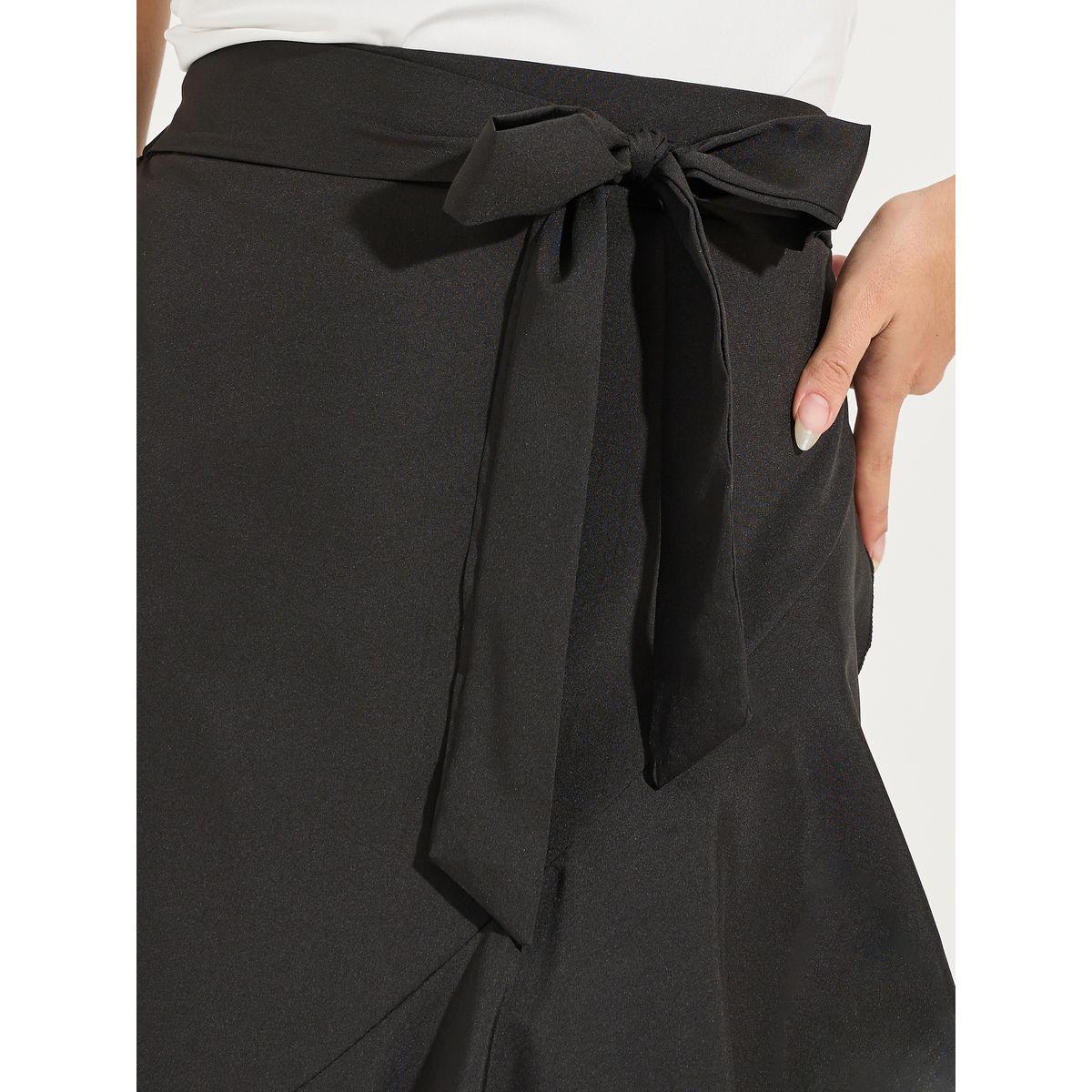 Styli Solid Mock Wrap Ruffled Hem Maxi Skirt-women-clothing-bottoms-skirts-image-3