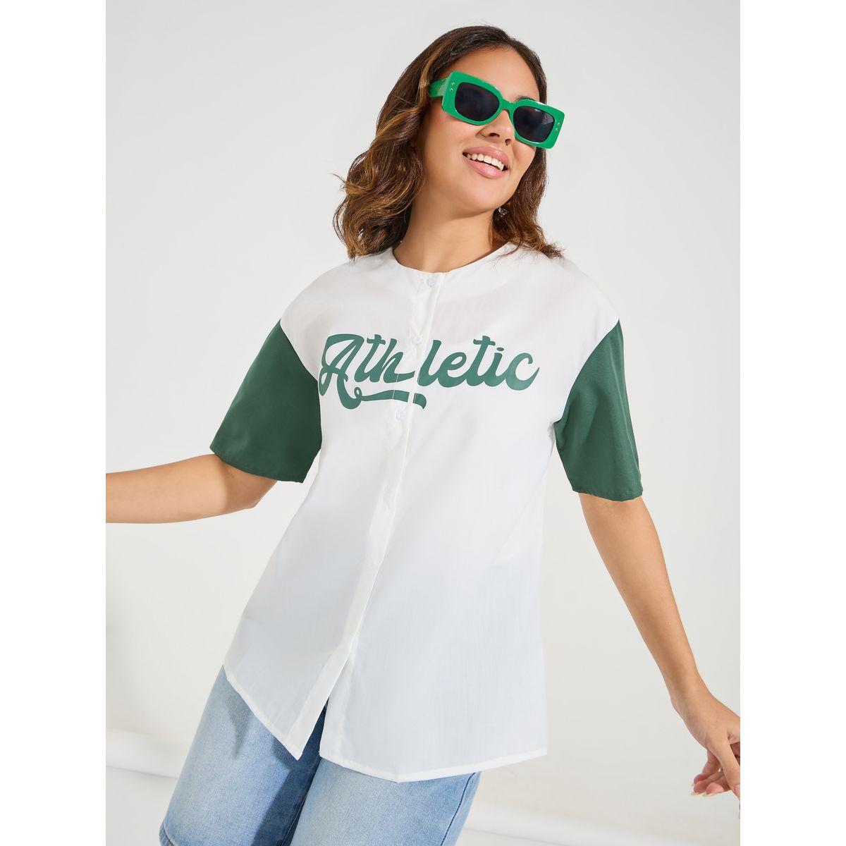 Styli Elevate Contrast Sleeve Varsity Print Collarless Shirt-women-clothing-shirtsandblouses-shirts-image-1