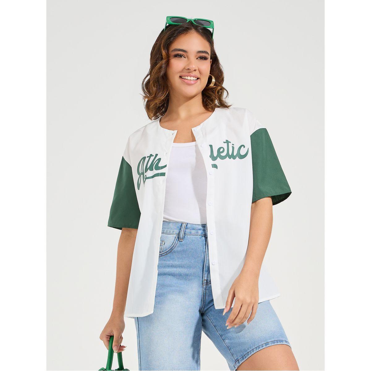 Styli Elevate Contrast Sleeve Varsity Print Collarless Shirt-women-clothing-shirtsandblouses-shirts-image-3