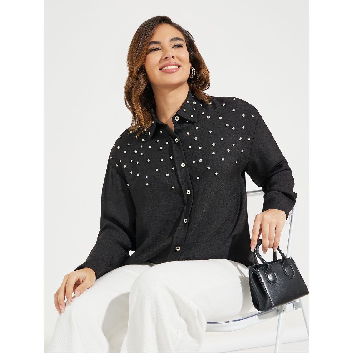 بلوزة فضفاضة بأكمام طويلة وأزرار-women-clothing-shirtsandblouses-shirts-image-1